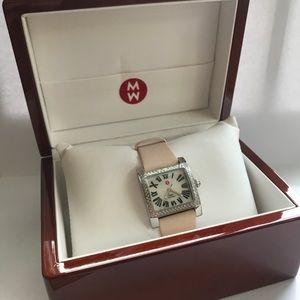 Michele Diamond With Pink Strap Quartz Watch